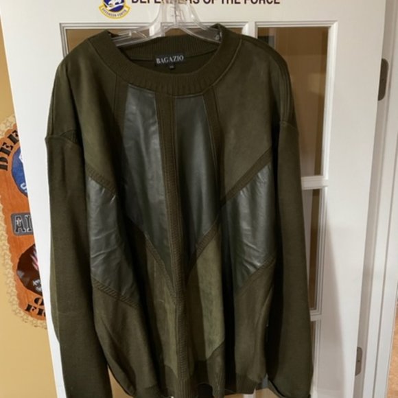 BAGAZIO Cashmere, Leather & Wool Pullover Sweater, XXL (Green) - Picture 1 of 2